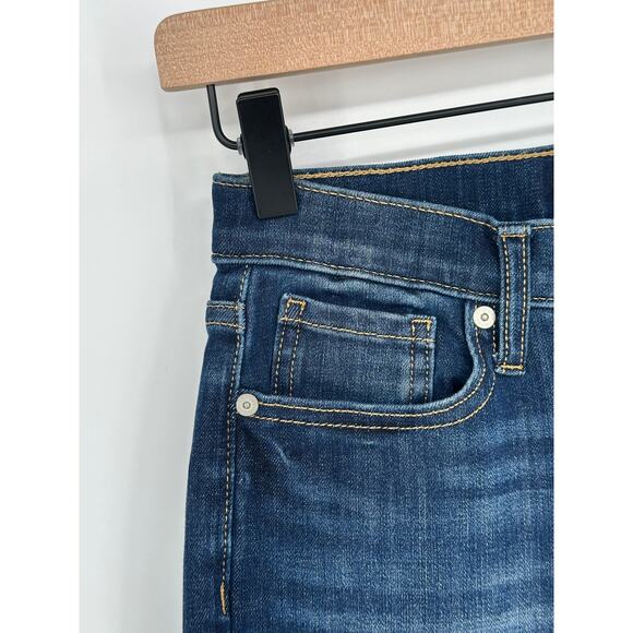 Banana Republic Mid Rise Skinny Jeans Cropped Blue Dark Wash Cuffed Western 26 - Picture 5 of 9